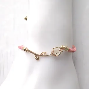 Olivia Moonstone Rose Metallic Corded Slider Bracelet