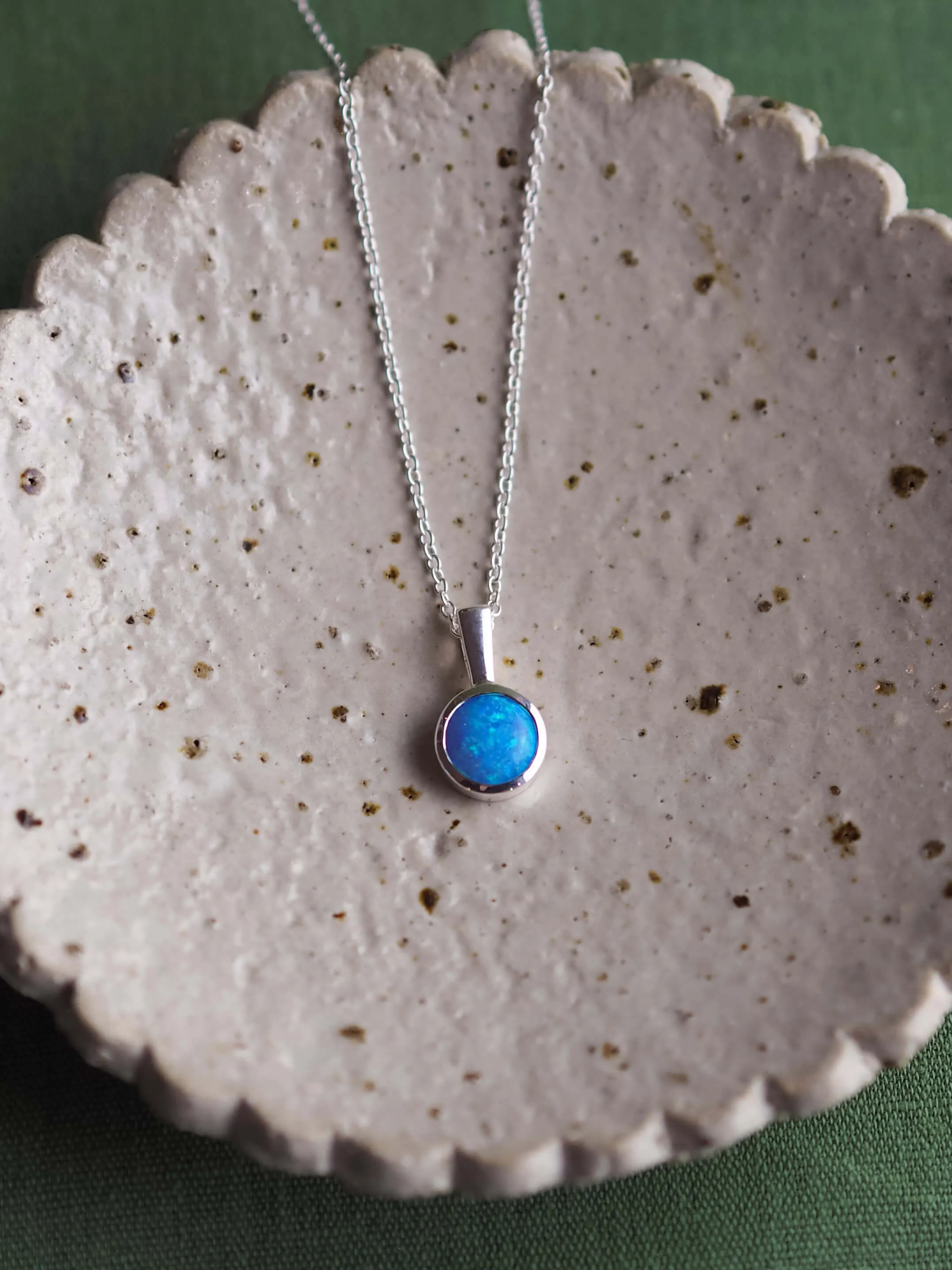 Opal Bezel Round Necklace