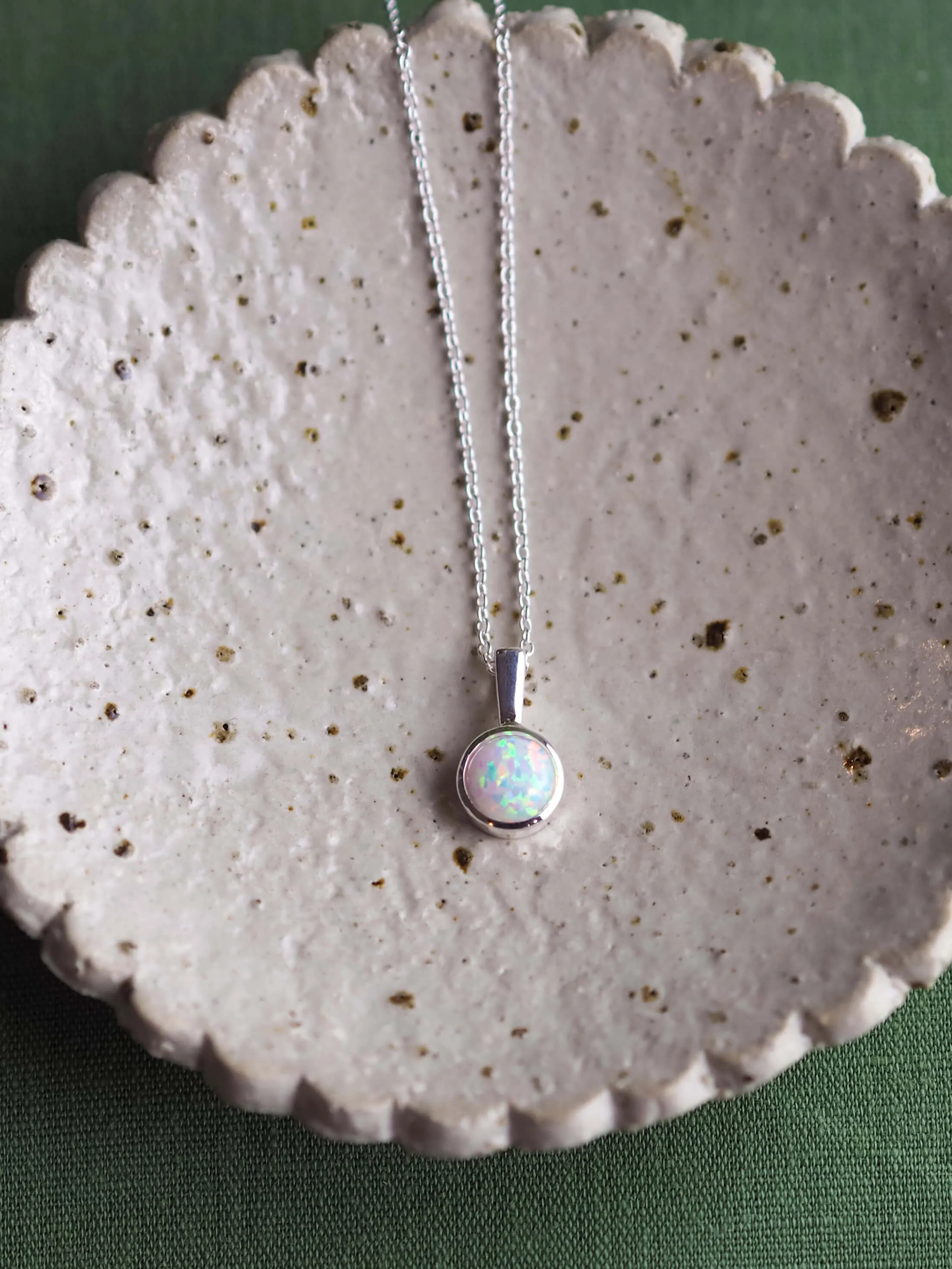 Opal Bezel Round Necklace