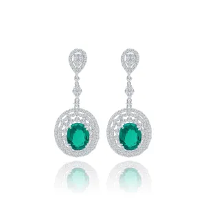 Oval cut Emeralds & Diamonds "Elianna" Earrings