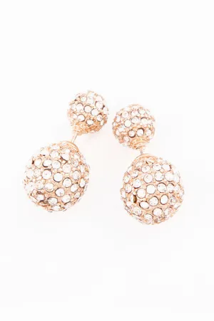 Oval Double-Sided Crystal Earrings (Gold)