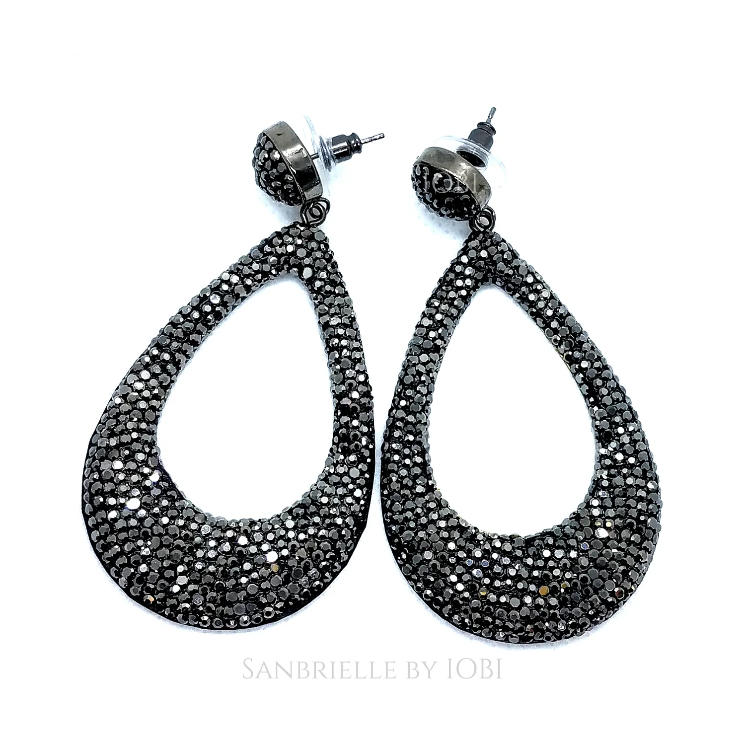 Oversize Black Turkish Crystal Drop Earrings for Women