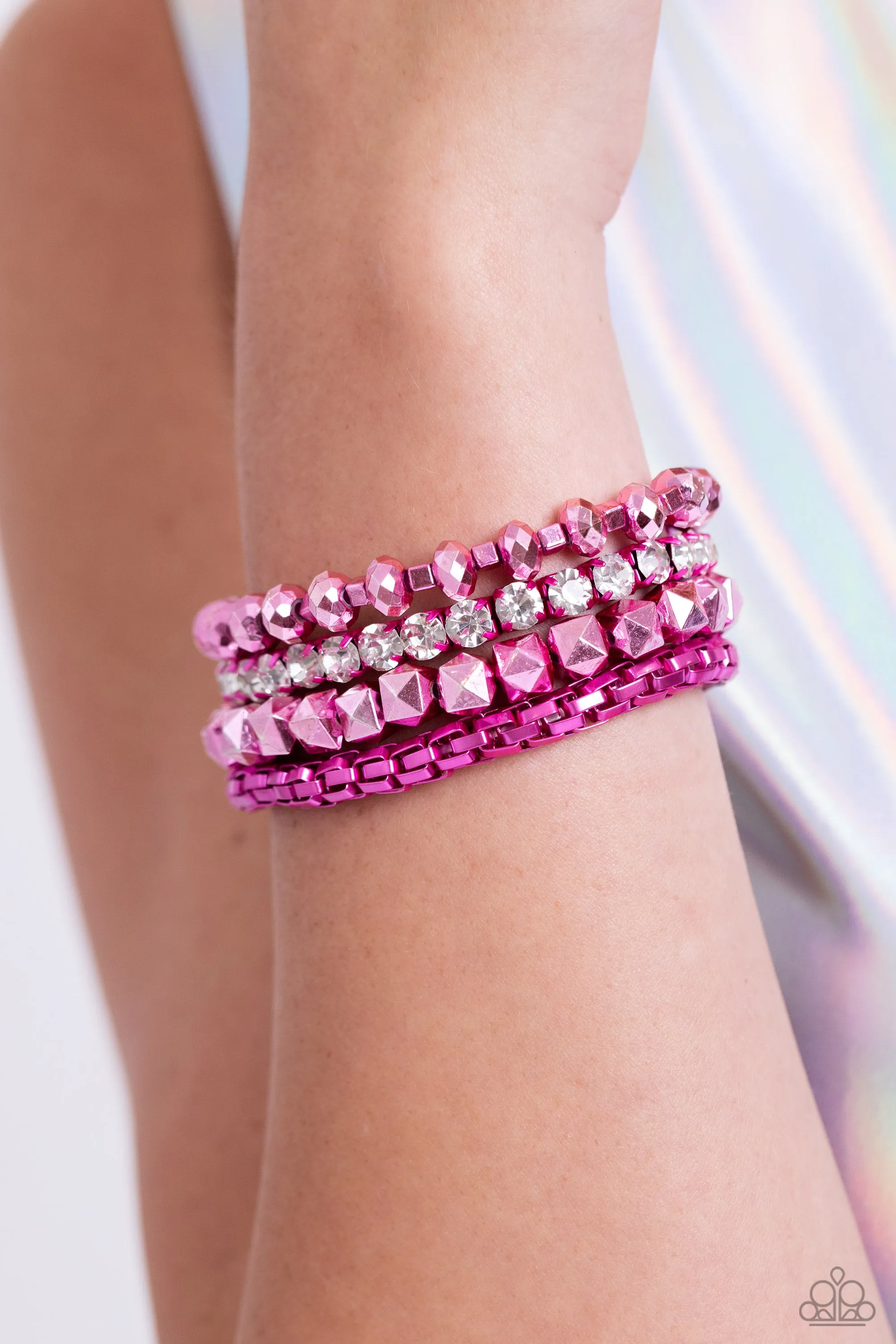 Paparazzi Punk Pattern Pink Bracelet