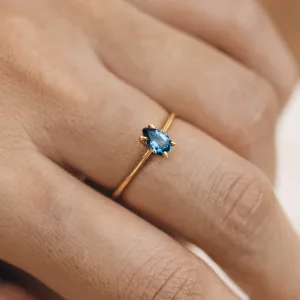 Pear Shaped Ring London Blue Topaz - Martine