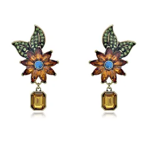 Pre Order:  Leaf Flower Crystal Earrings