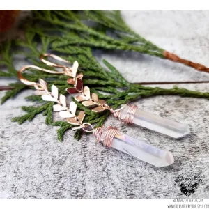 Quartz rose gold chevron earrings