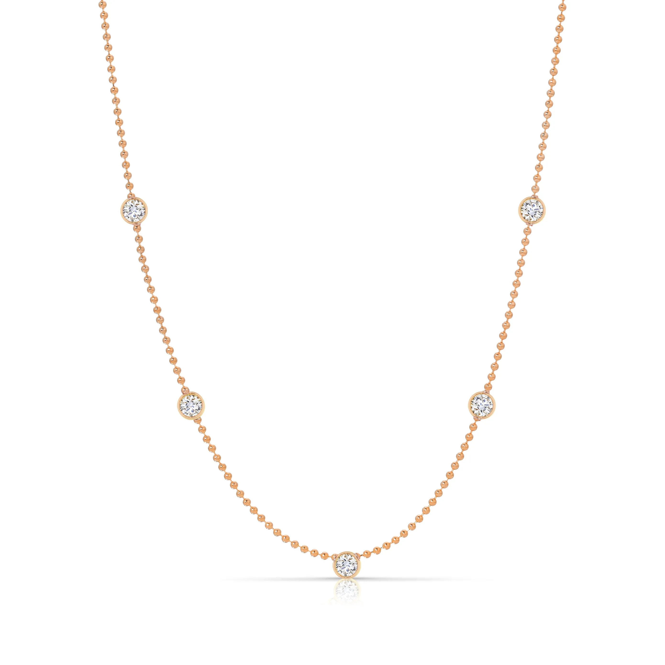 Quintet Birthstone Layering Necklace - Rose Gold