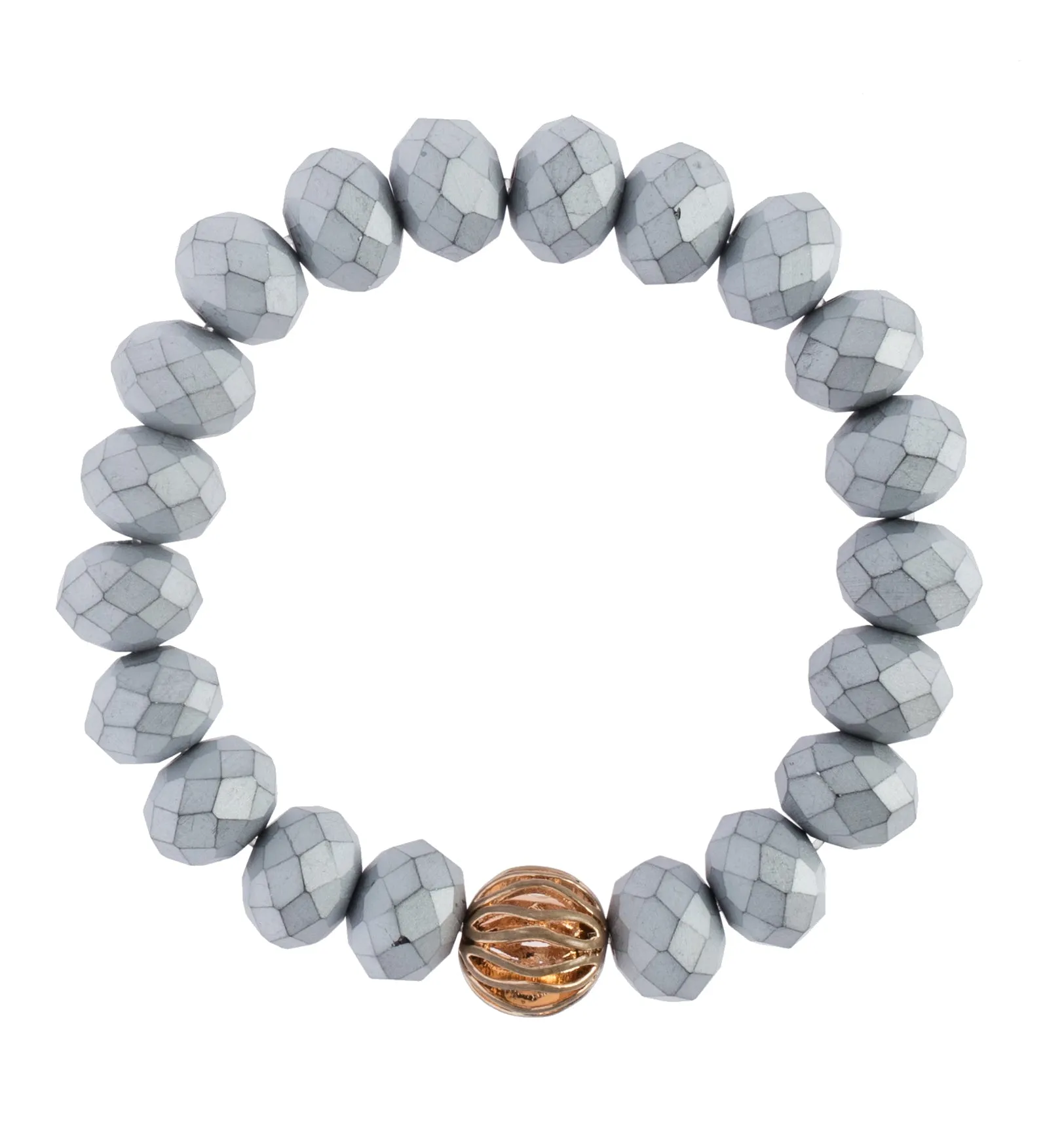 "Jet Metallic Silver" Stretchy Bracelet