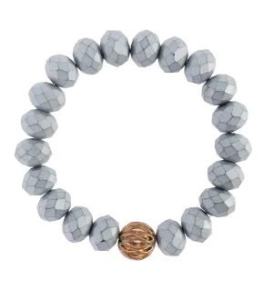 "Jet Metallic Silver" Stretchy Bracelet