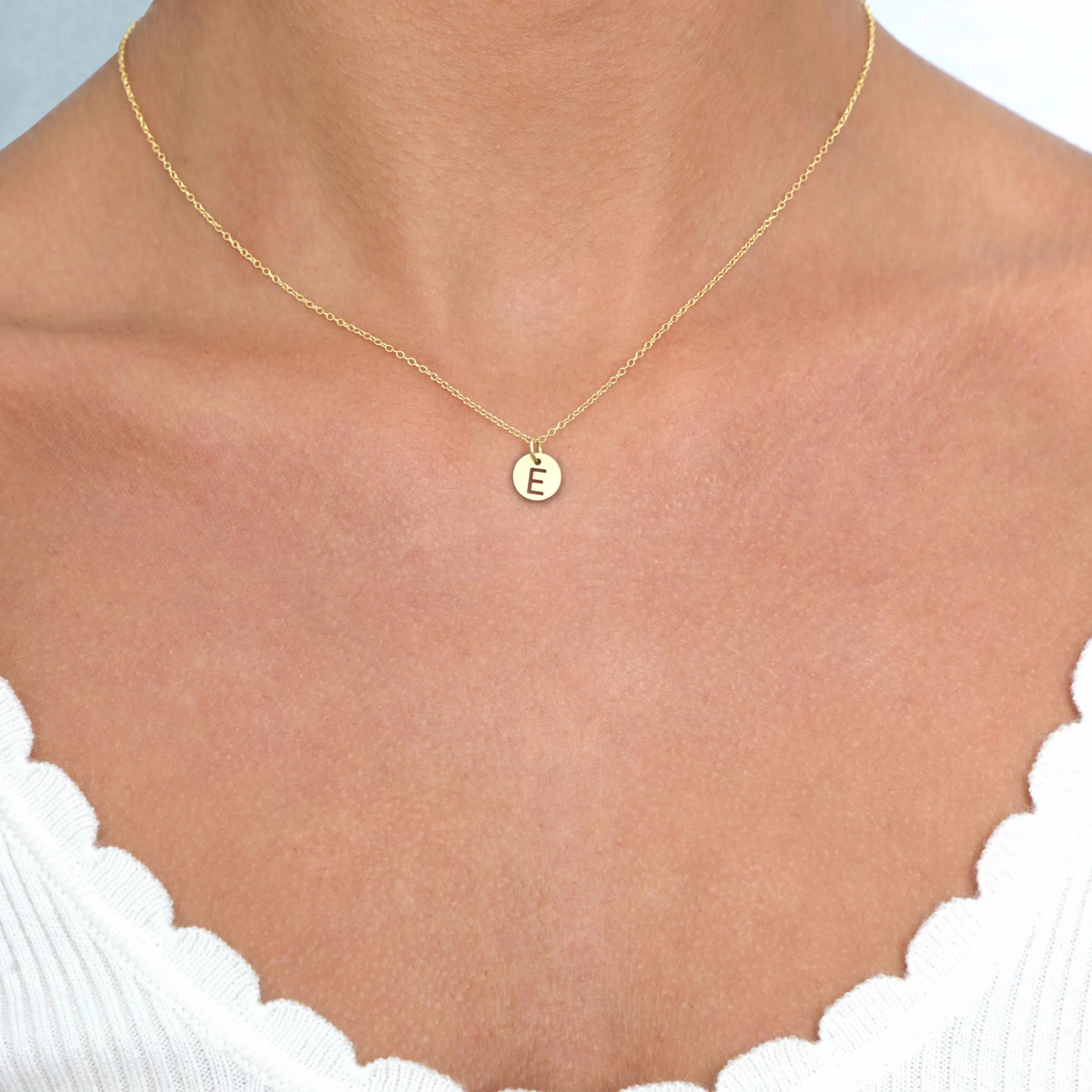 Respect Small Initial Disc Necklace - Gold