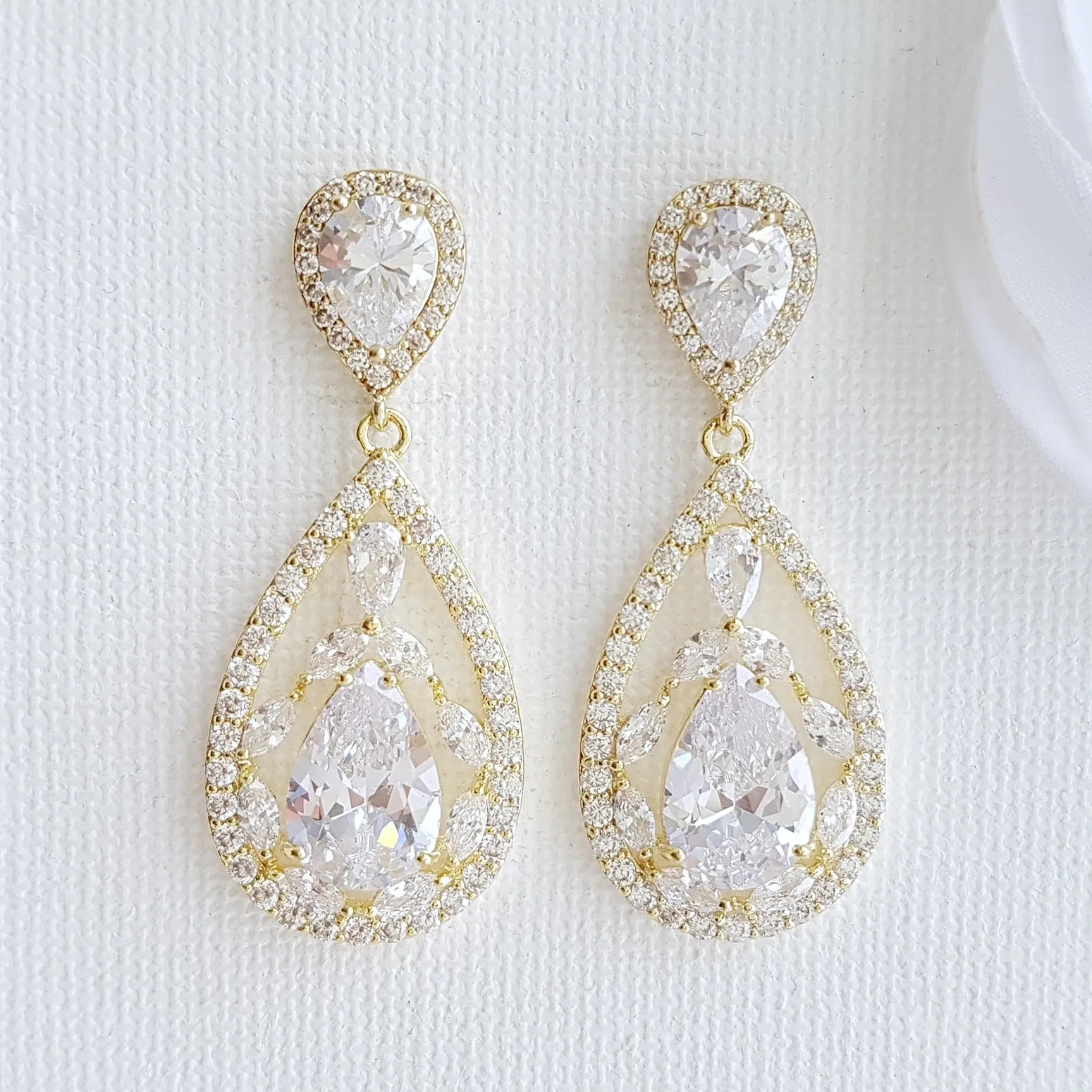 Rose gold Plated Drop Earrings for Brides-Esther