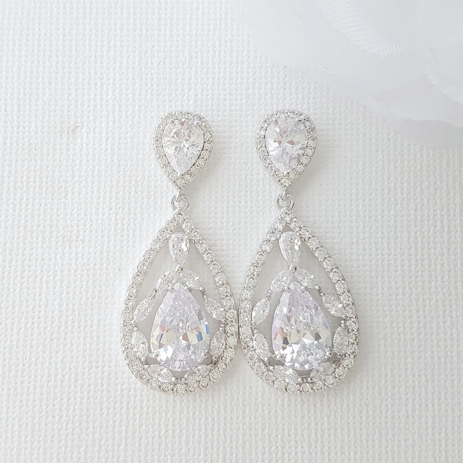 Rose gold Plated Drop Earrings for Brides-Esther