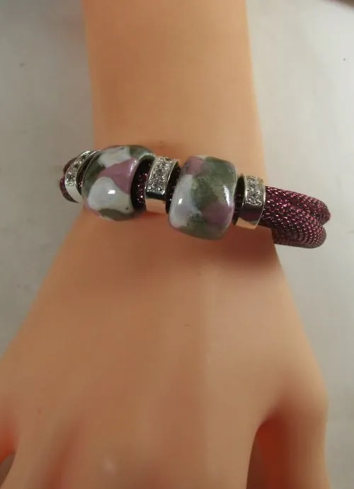 Rose Metallic Cord Fair Trade Bead Bracelet