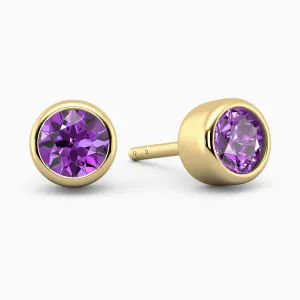 Round Shape Amethyst Earrings in Gold - Irosk ®