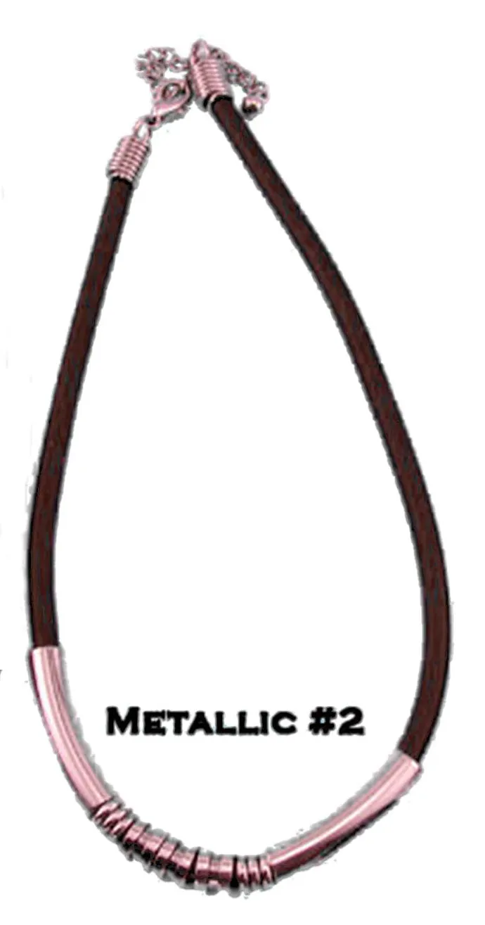 Rubber & Metal Cord Necklace