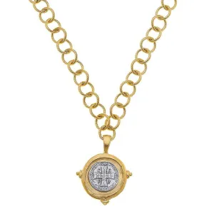 Saint Benedict Coin Pendant Necklace on Chain