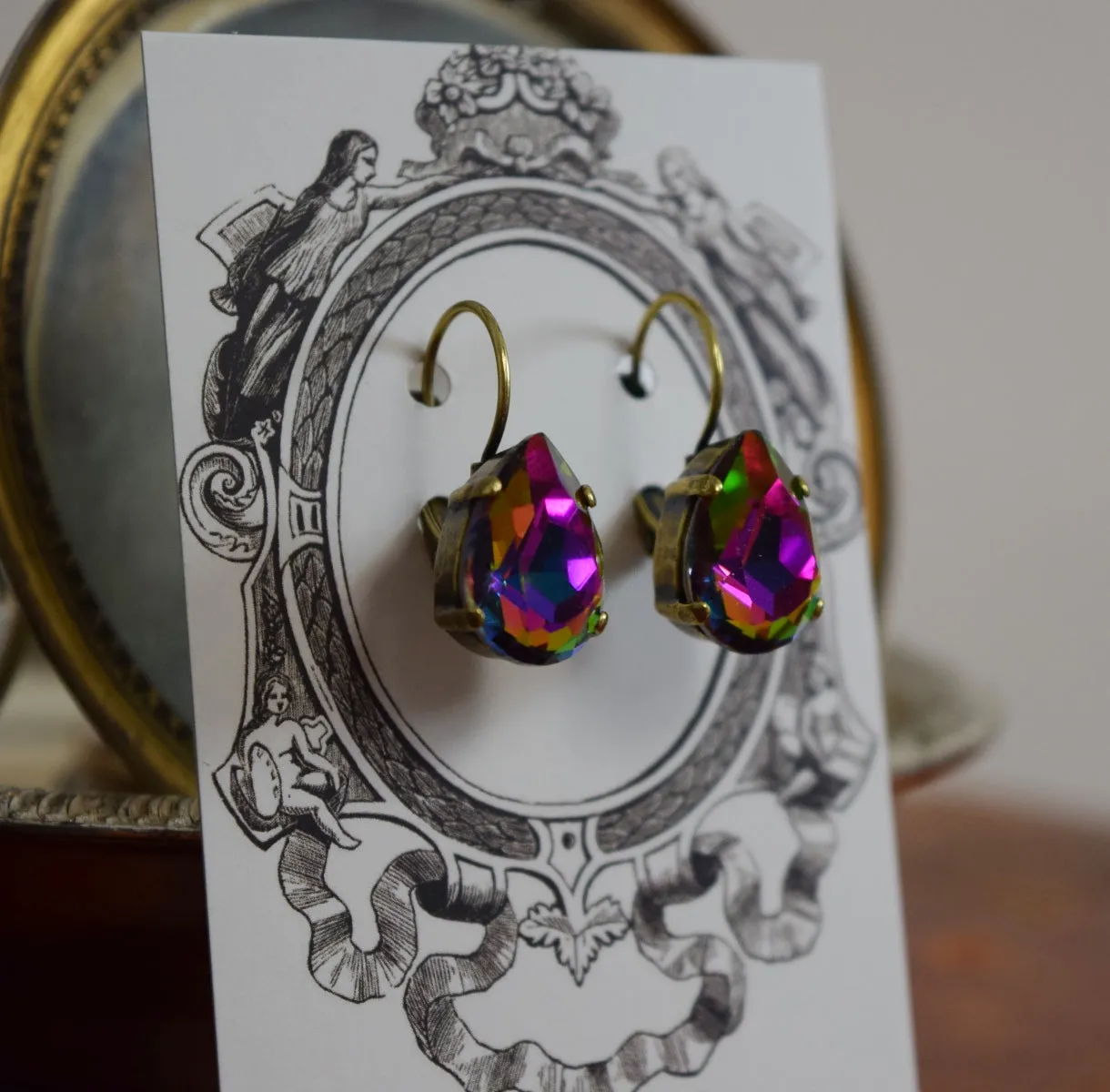 SALE! Rainbow Aurora Earrings - Medium Teardrop