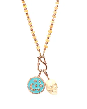 Samira 13 Skull Charm Opal Bead Necklace