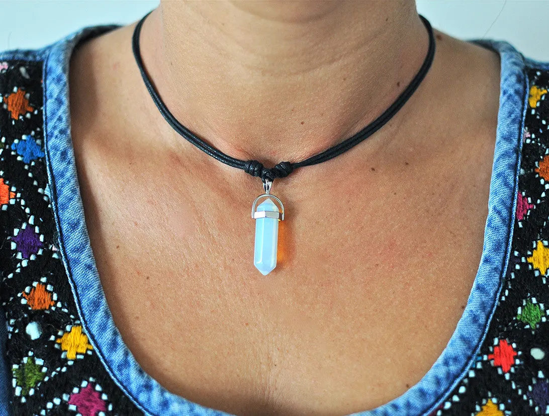 Sea Opal Sliding Knots Necklace