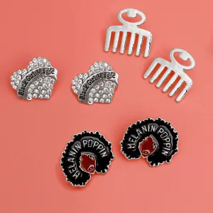 Silver 3 Pcs Melanin Poppin Studs