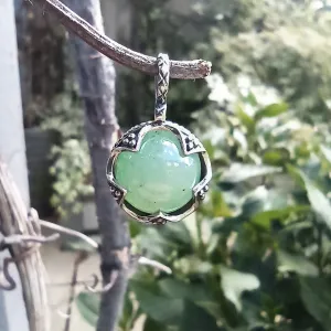 Small Silver Gotland Aventurine Ball Pendant