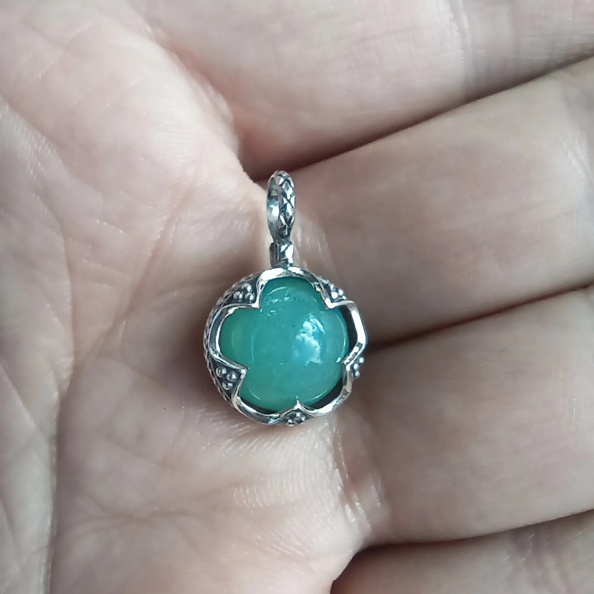 Small Silver Gotland Aventurine Ball Pendant