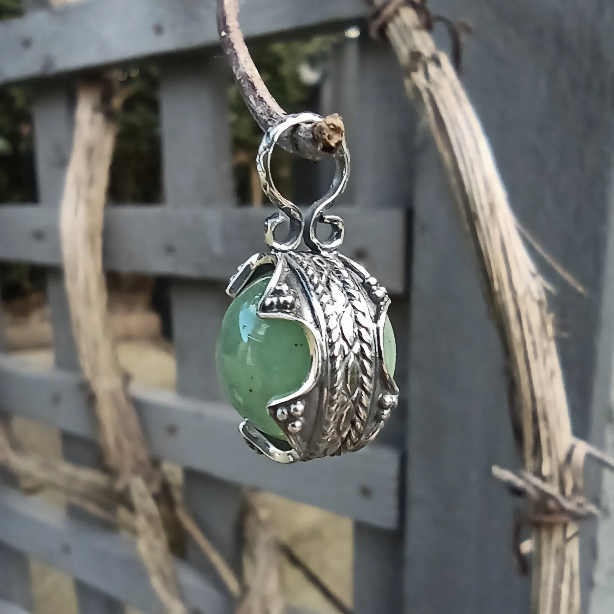 Small Silver Gotland Aventurine Ball Pendant