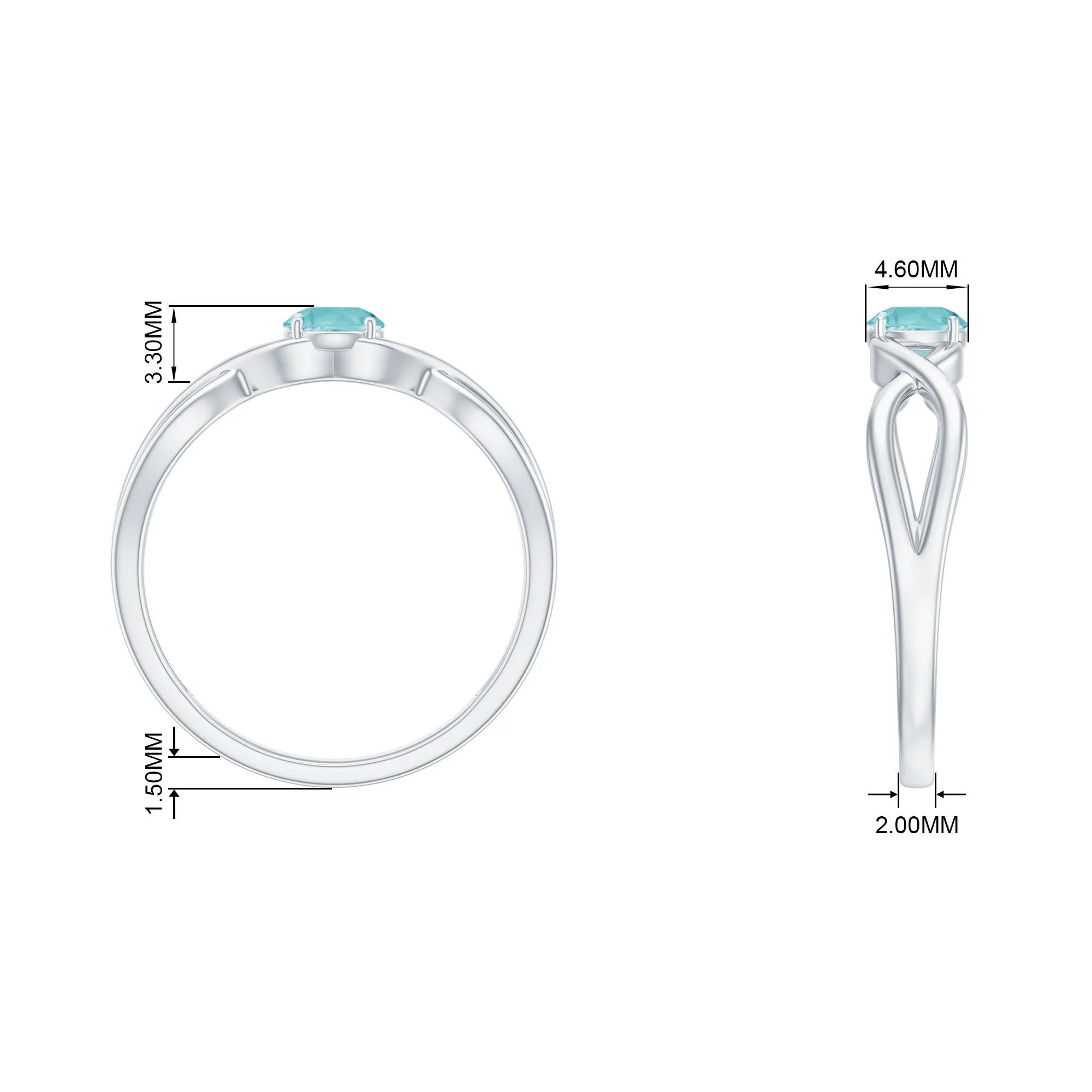 Solitaire Sky Blue Topaz Crossover Ring