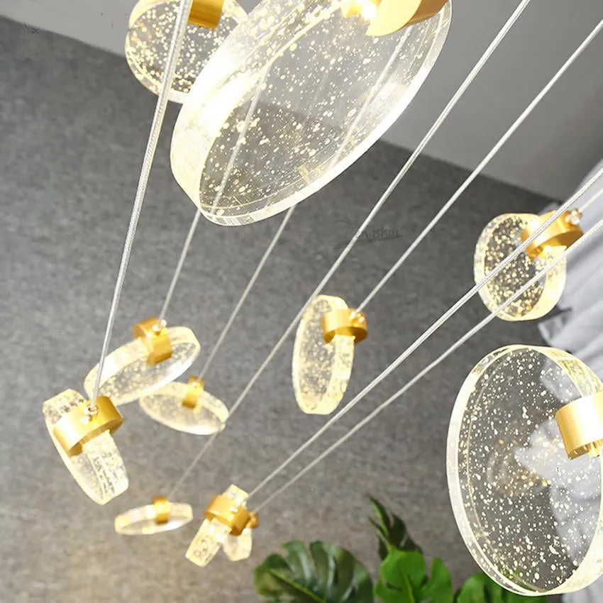 Staircase Crystal Disc Pendants