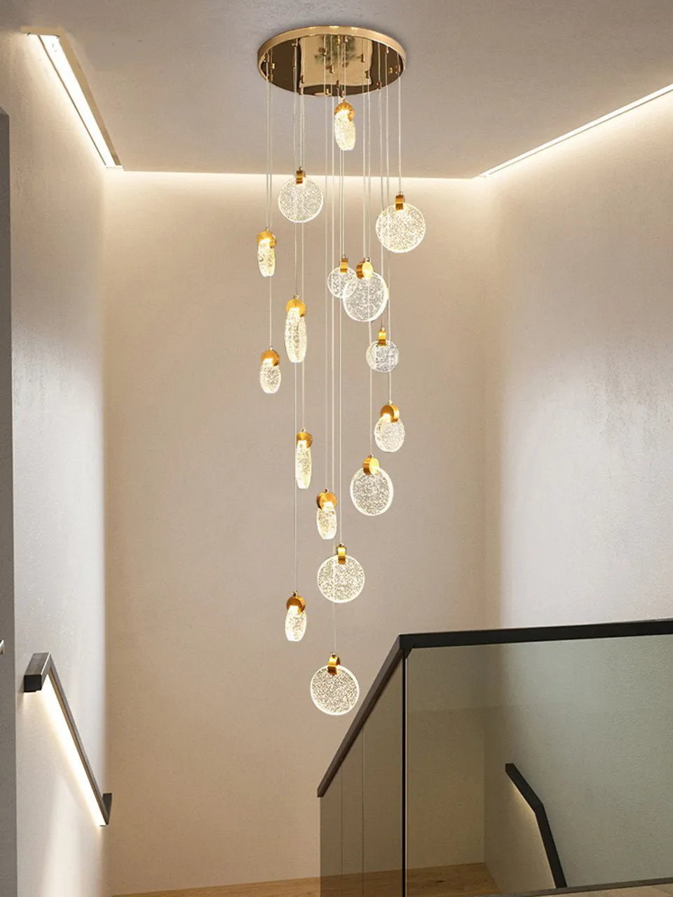 Staircase Crystal Disc Pendants