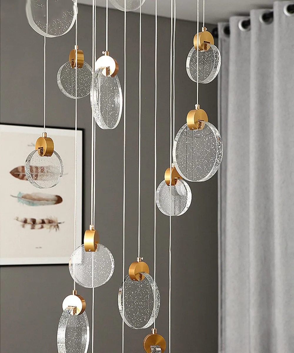 Staircase Crystal Disc Pendants