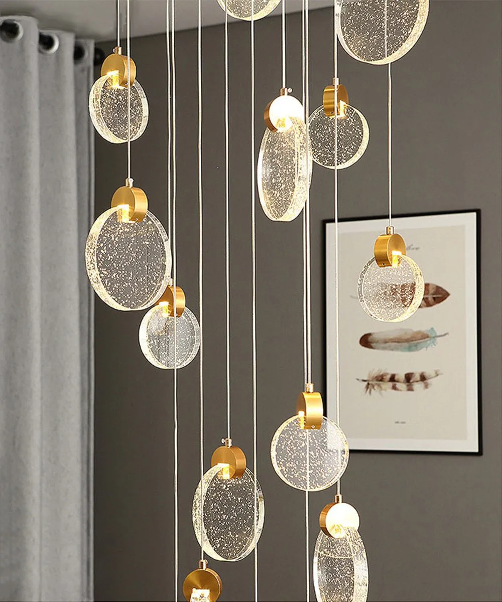 Staircase Crystal Disc Pendants