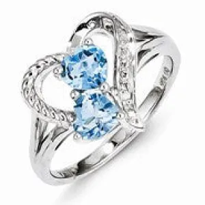 Sterling Silver Blue Topaz Diamond Ring