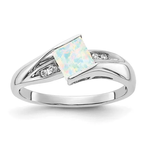 Sterling Silver Cushion Cut Gemstone and Channel Diamond Rings