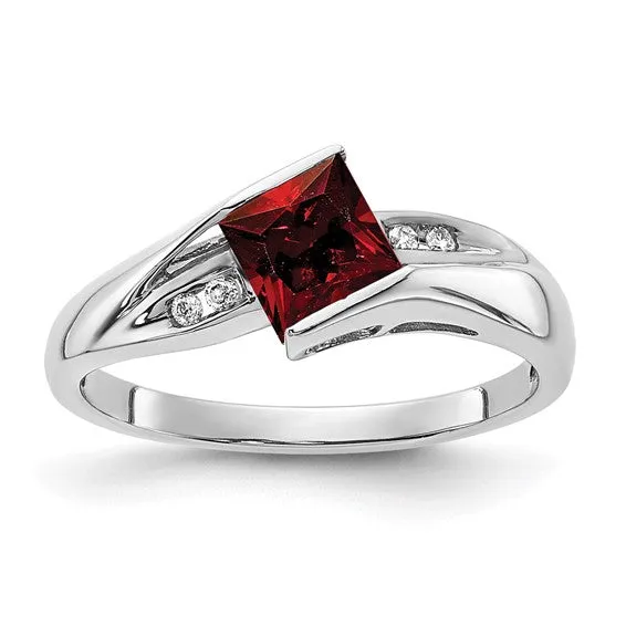 Sterling Silver Cushion Cut Gemstone and Channel Diamond Rings