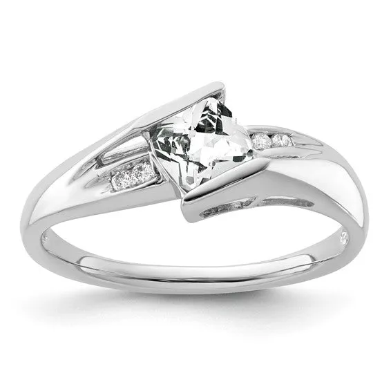 Sterling Silver Cushion Cut Gemstone and Channel Diamond Rings