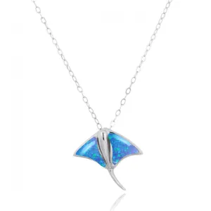 Stingray Pendant Necklace with Blue Opal