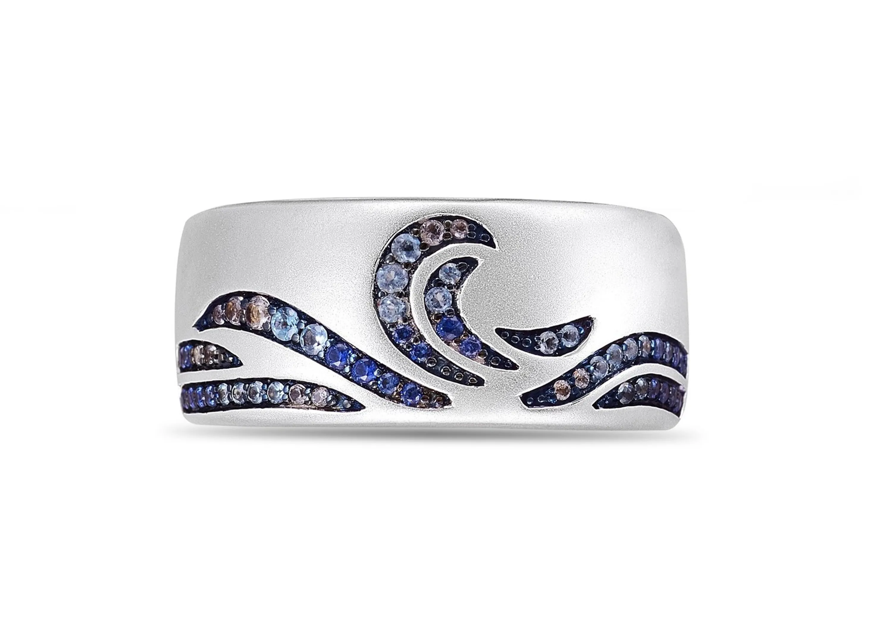 Surf's Up Sterling Silver Blue Sapphire & Topaz Band Ring