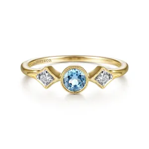 Swiss Blue Topaz and Diamond Ring