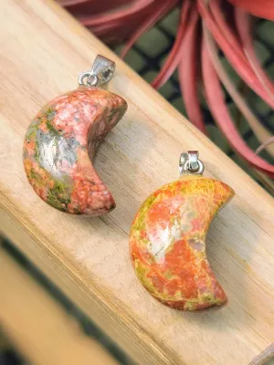 Unakite Moon Pendant