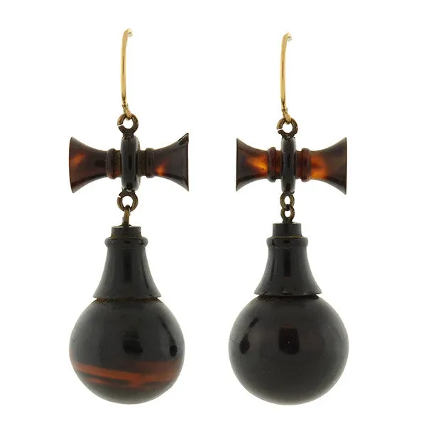 Victorian Tortoise Shell Earrings w/ 14kt Wires