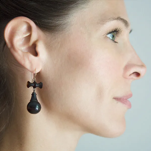 Victorian Tortoise Shell Earrings w/ 14kt Wires