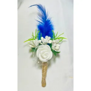 White Faux Feather Floral Brooch  ( Wholesale )