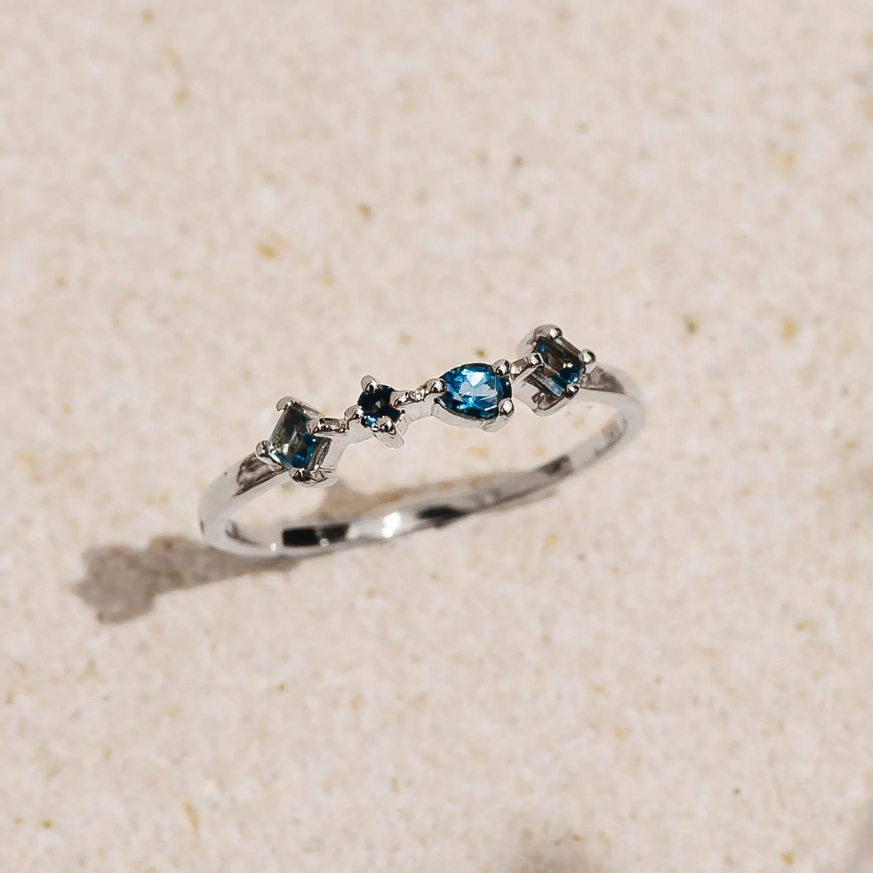 White Gold London Blue Topaz Ring - Ilse Luxe