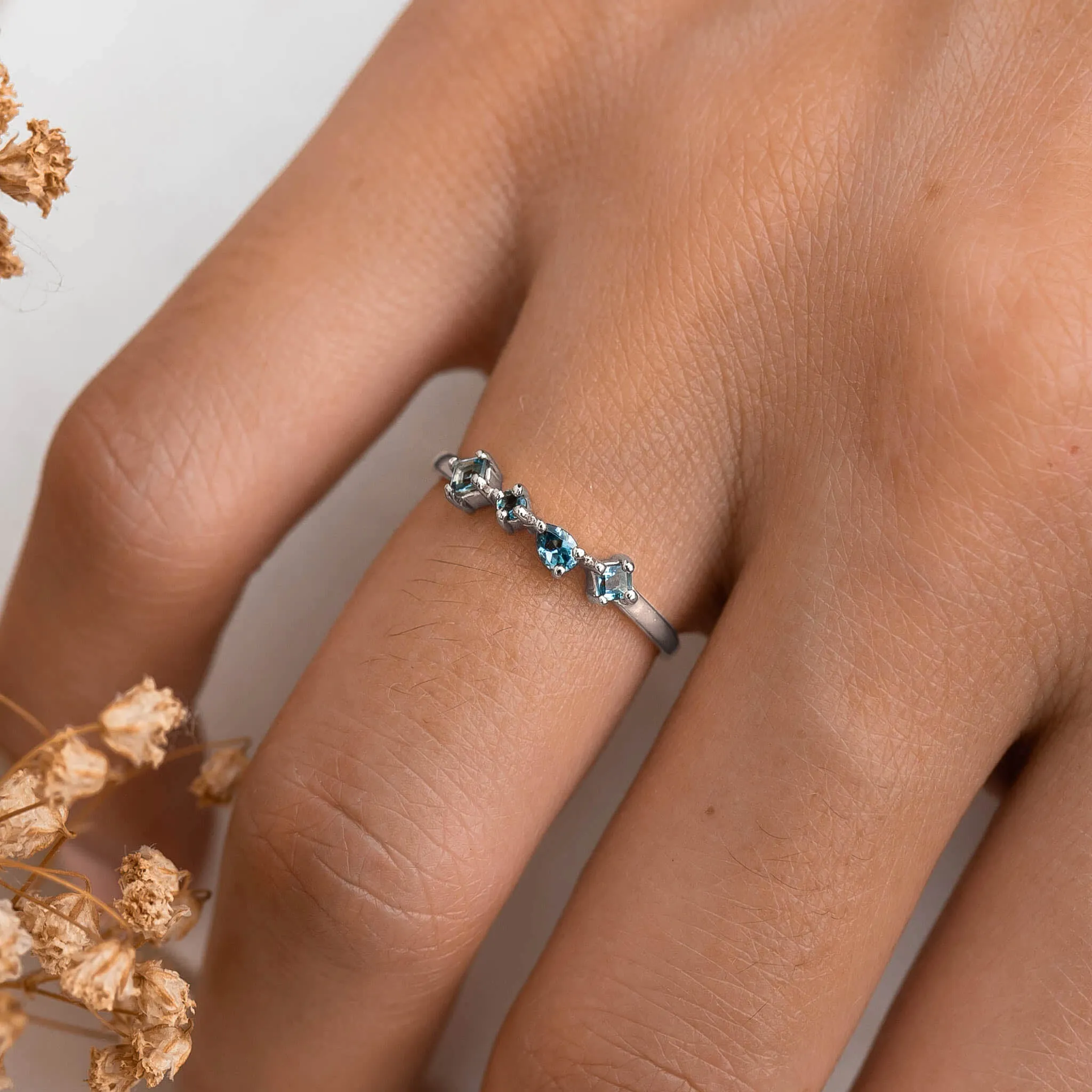 White Gold London Blue Topaz Ring - Ilse Luxe