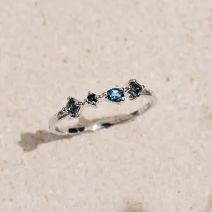 White Gold London Blue Topaz Ring - Ilse Luxe