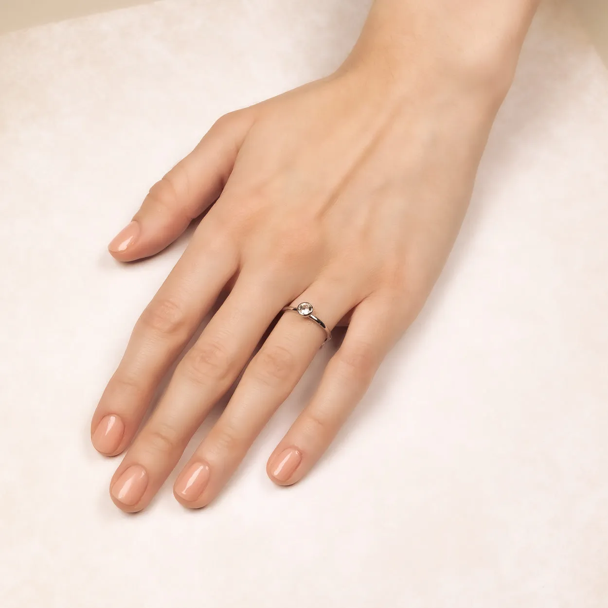 White Topaz & Silver Stacking Ring