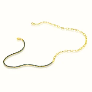 Women's Vermeil Paperclip & Diamond Tennis chain