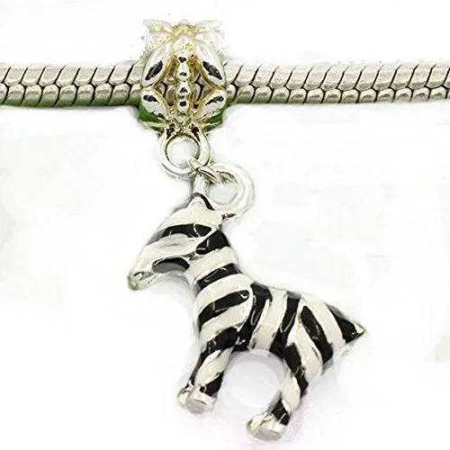 Zebra Charm Spacer Beads for Snake Chain Charm Bracelet