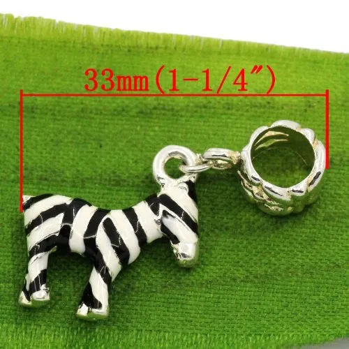 Zebra Charm Spacer Beads for Snake Chain Charm Bracelet